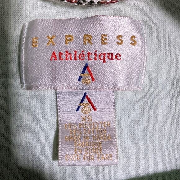 Vtg 1990s Express Pale Green Fleece Provence Floral Embroidered Sweatshirt XS - Picture 4 of 4
